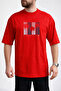 Men's Good Vibes Written Palm Tree Printed Crew Neck Red T-Shirt