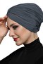 Cross-Strapped Dark Gray Ready-Made Turban Hijab Pool Cap Suitable for Medical Use - 6
