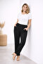 Women's Plus Size Black, Elastic Waist, High Waist, Pocket Pants 65N39372 - 4