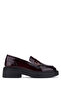 Women's Genuine Leather Claret Red Loafer Shoes