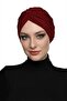 Cross-Strapped Burgundy Ready-Made Turban Hijab Pool Cap Suitable for Medical Use - 4