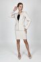 Zero Collar Single Button Sports Jacket & Mini Slit Short Tight Skirt Women's Suit-Beige - 1190502 - 2