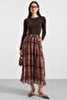 Elastic Waist Chiffon Skirt with Belt Accessories Brown 7070 - 2