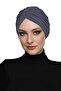 Cross-Strapped Dark Gray Ready-Made Turban Hijab Pool Cap Suitable for Medical Use - 5