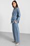 Stone Detailed Jacket Pants Denim Two-Piece Set Light Blue 9387-Tk - 5