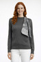 Anthracite Half-Throat Knit Sweater with Scarf Detail