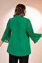 Plus Size Women's Pleated Zipper Blouse Green - 4