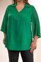 Plus Size Women's Pleated Zipper Blouse Green - 5