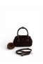 Women's Bitter Brown Mini Plush Pompom Zippered Faux Leather Crossbody Hand and Shoulder Bag - 2