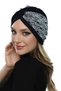 Cross Boucle Navy Blue-Gray Ready-To-Wear Turban Hijab Pool Cap Suitable for Medical Use - 3
