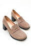 Elegant Genuine Leather Mink Suede Thick Heeled Shoes