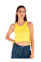 Women Cut Out Tank Crop Top in Yellow - 3