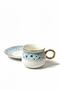 6-Person Spring Breeze Blue Polka Dot Gold Gilded Coffee Cup Set - 90 ml - 5