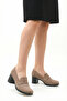 Elegant Genuine Leather Mink Suede Thick Heeled Shoes - 4