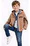 Boy's Gabardine Zipper Pocket Lettered Long Sleeve Shirt, Trousers, T-Shirt, Holiday Four-Piece Set - 4