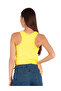 Women Cut Out Tank Crop Top in Yellow - 2