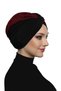 Cross Boucle Black-Burgundy Ready-To-Wear Turban Hijab Pool Cap Suitable for Medical Use - 4