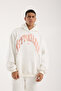 Unisex Curved Stone Printed Oversized Hooded Sweatshirt - 5