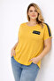 Women's Plus Size Mustard Viscose Blouse with Pocket and Shoulder Stone Detail 65N39393 - 3