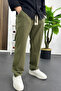 Men's Cotton Linen Look Trousers Green Edw443