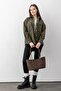 Terra Touch Knitted Patterned Soft Suede Textured Bitter Brown Women's Shopper Shoulder Bag with Makeup Bag - 8