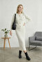 Selanik Knitted Gold Buttoned Sweater-Skirt Knitwear Set - 3