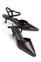 Lena Women's Bitter Brown Wrinkled Patent Leather Pointed Toe Heeled Shoes