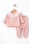 Scalloped Lace Collar Luxury 100% Cotton Newborn Baby Girl 5-Piece Hospital Discharge Bodysuit Set - 6