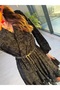 Double Collar Flock Printed Lined Dress - 7