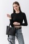 Vera Scarf Detailed Large Volume Women's Black Shoulder and Crossbody Bag with Adjustable Strap - 6