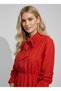 Women's Red Elastic Waist Skirt and Sleeve Ruffle Mini Dress Rop12 - 4