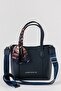 Vera Scarf Detailed Adjustable Strap Large Volume Women's Navy Blue Shoulder and Crossbody Bag - 4