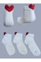Women's 3 Pairs of Short Socks with Three-Dimensional Heart Detail, Cotton Seamless Premium Socks - 2