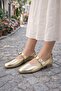 Women's Crocodile Pattern Gold Casual Ballerinas - 2