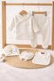 Scalloped Bowknot Natural Luxury 100% Cotton Newborn Baby Girl 5-Piece Hospital Discharge Bodysuit Set - 5