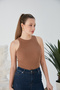 Women's Premium Fabric Zargo Model Fitted/Slim Fit Wide Ribbed Halter Neck Ribbed Crop Blouse - 4