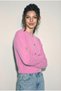 Women's Candy Pink Heart Buttoned Crew Neck Knitwear Cardigan 60283628 - 2