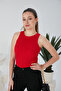 Women's Premium Fabric Zargo Model Fitted/Slim Fit Wide Ribbed Halter Neck Ribbed Crop Blouse - 6