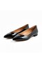 Black Patent Leather Pointed Toe Women's Stylish and Comfortable Daily Ballerinas - 3