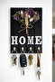 Homeflora Decorative Home Wooden Hall Organizer with Artificial Flower Detail and Keychain Hanger - 5
