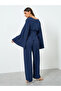 Women Slit Sleeve Waist-Cinched Top and Pants Co-Ords - 6