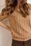Women's Camel V-Neck Thick Ribbed Knitwear Blouse Blz-19003208 - 5