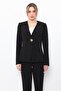 V-Neck Single Button Classic Women's Jacket-Black - 1199100 - 5