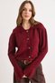 Women's Burgundy Buttoned Collar Detailed Spanish Sleeve Cardigan Jacket Ckt-19000509