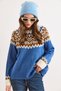 Women's Indigo Collar Detailed Soft Textured Knitwear Sweater Kzk-19001021 - 2