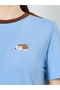 Women Blue Embroidered Short Sleeve T-Shirt - 4