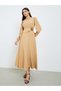 Women Beige Floral Detail A-Line Maxi Dress - 3