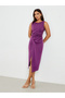 Women Purple Sleeveless Bodycon Midi Dress - 3