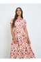 Women Pink Floral Print Shirt Midi Dress - 2