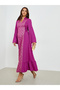 Women Foil Print Maxi Dress with Tie-Detail - 3